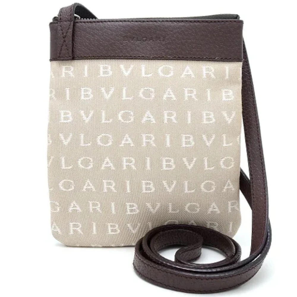 Bvlgari Vintage Pre-owned Canvas shoulder-bags Beige Dames