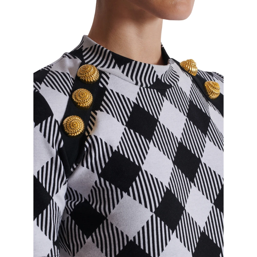 Balmain Gingham knoop T-shirt Multicolor Dames