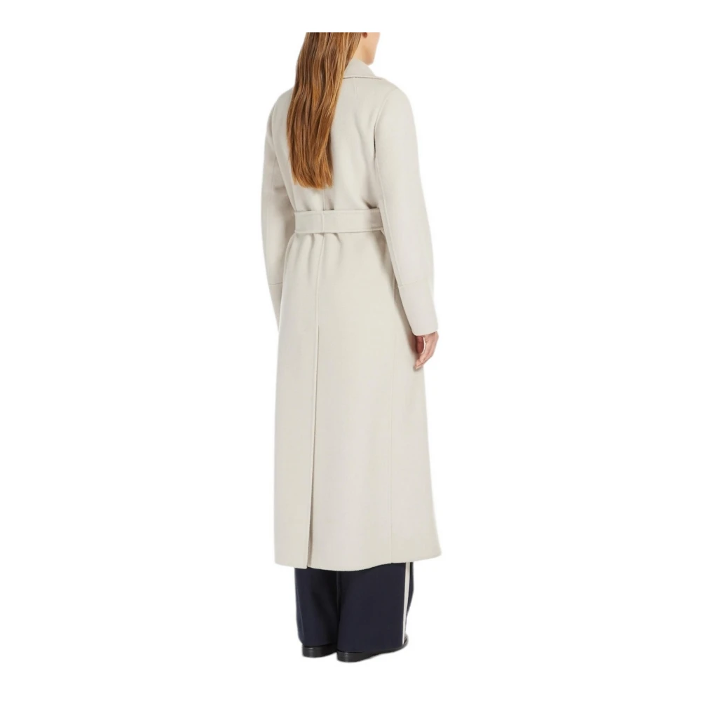Max Mara Studio Beige Wol Double-Breasted Jas Beige Dames