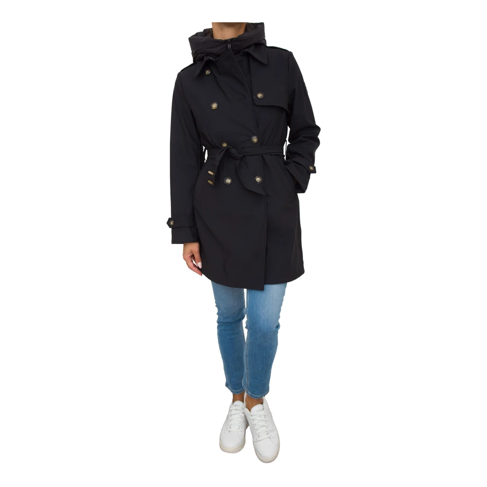 Dekker Stijlvolle Zwarte Parka Trenchjas Black Dames