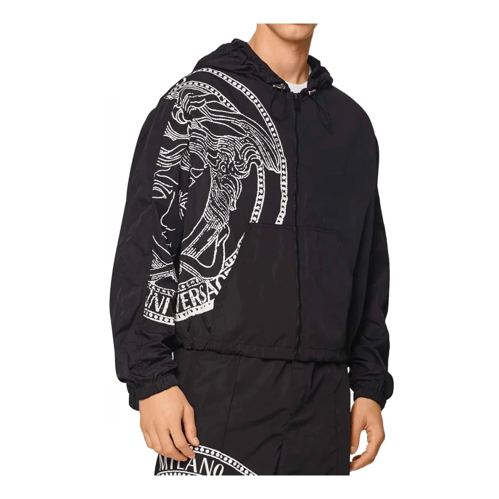 Versace Medusa Bedrukte Windbreaker Jas Black Heren