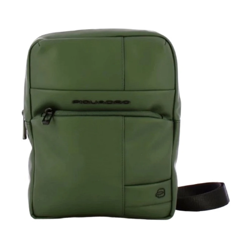 Piquadro Męski Zielony Torebki, Mężczyzna, One Size, Zielona Torba Na Ramię Z Kieszenią Na Tablet