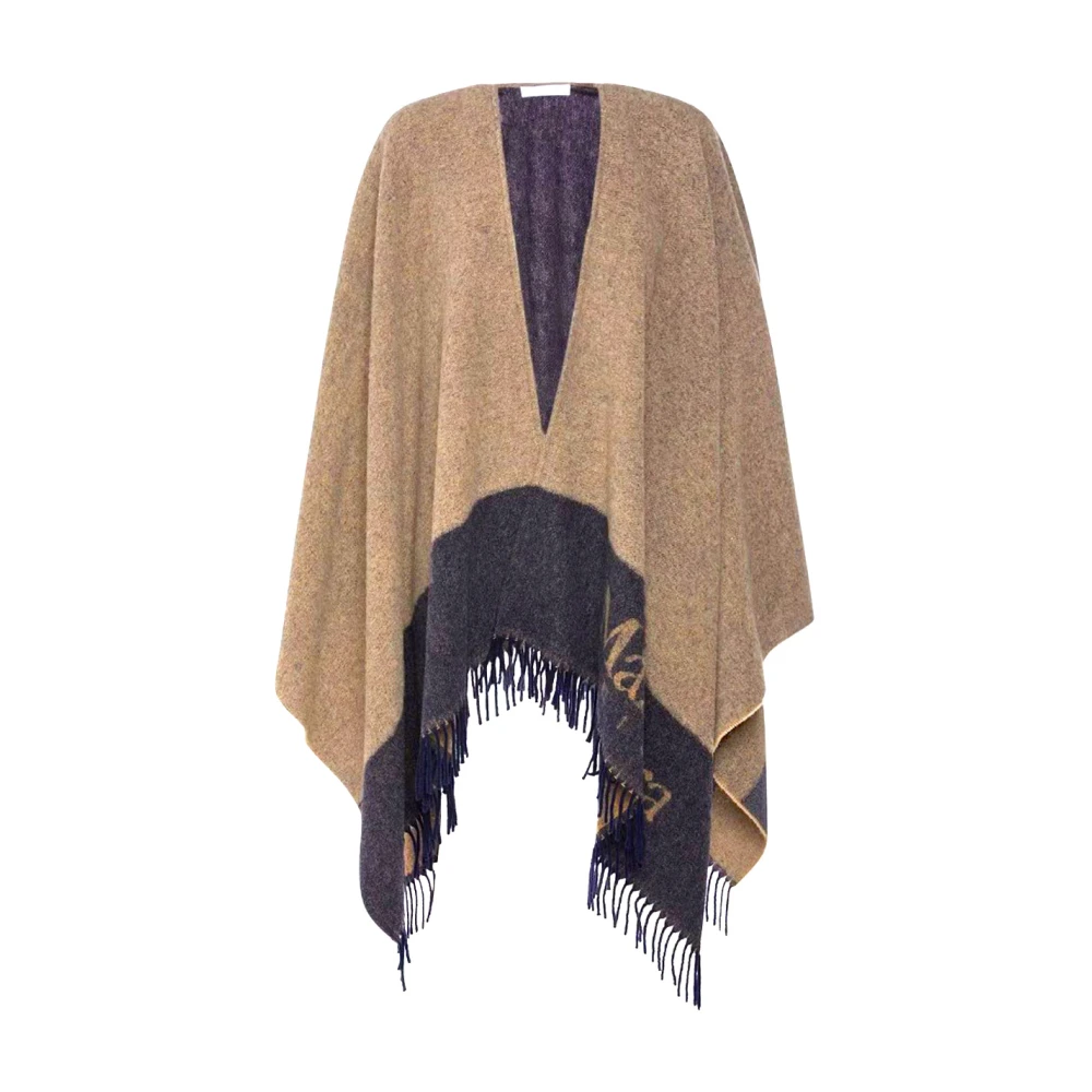 Max Mara Klassieke wollen poncho met franjes Brown Dames