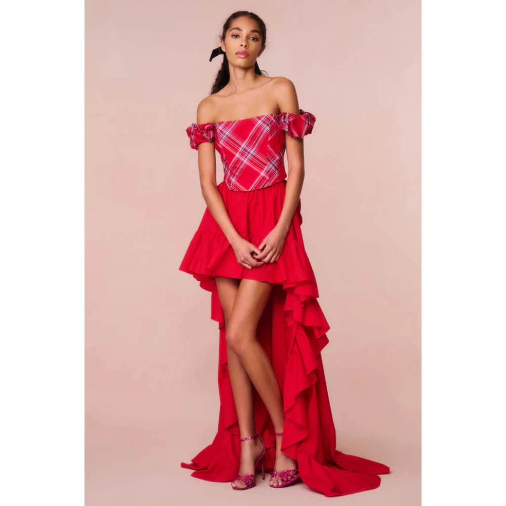 Loveshackfancy Dramatische Taffeta Rok met Sleep Red Dames