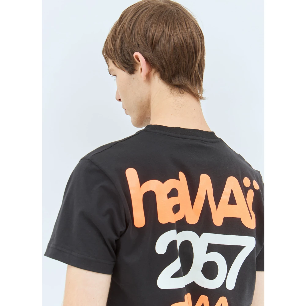 Walter Van Beirendonck Hawaii Katoenen Jersey T-Shirt Logo Print Black Heren