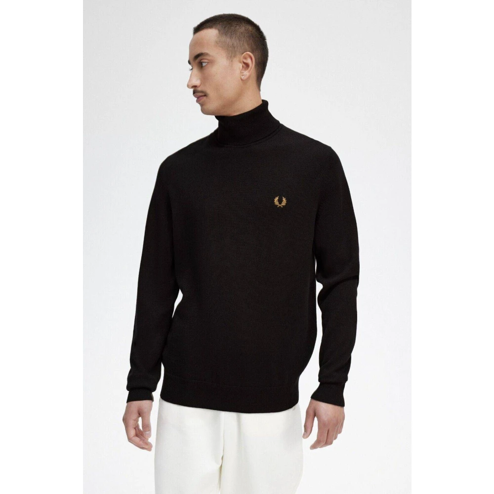 Fred Perry Hoge nek trui van katoen en merinowol Black Heren