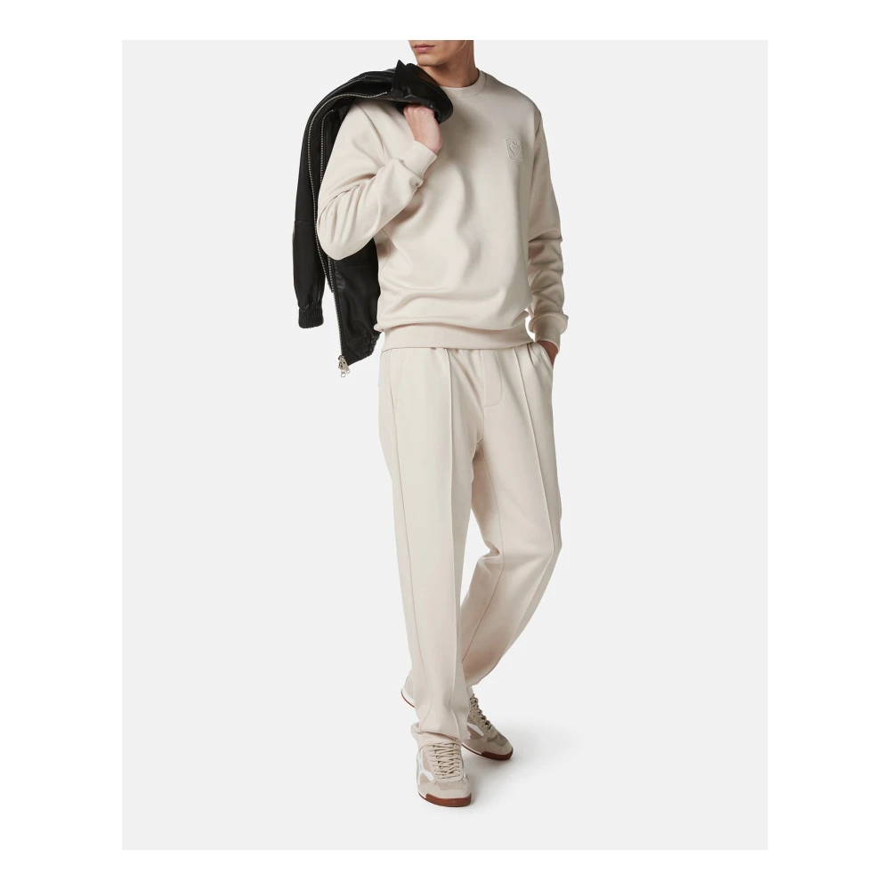 Iceberg Poeder witte crewneck sweatshirt van scuba stof en logo Beige Heren