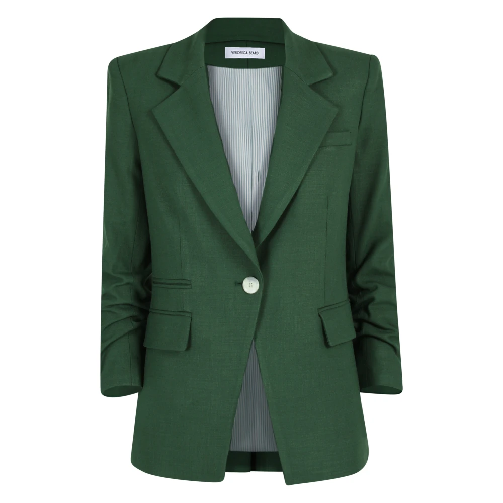 Veronica Beard Bosgroene Jas met Schildpadknoop Green Dames