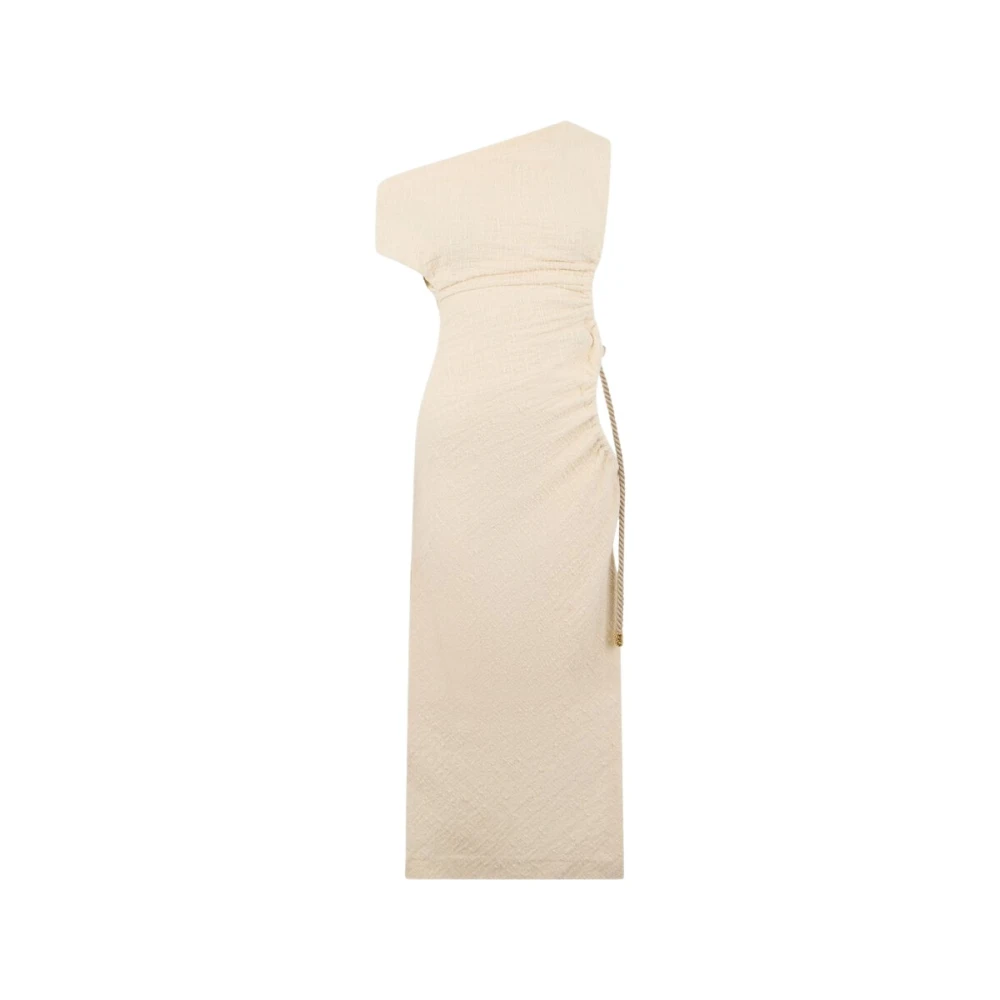 Roberto Cavalli Beige Elegant One-Shoulder Midi Dress - Female - Midi Dresses - S - Dresses