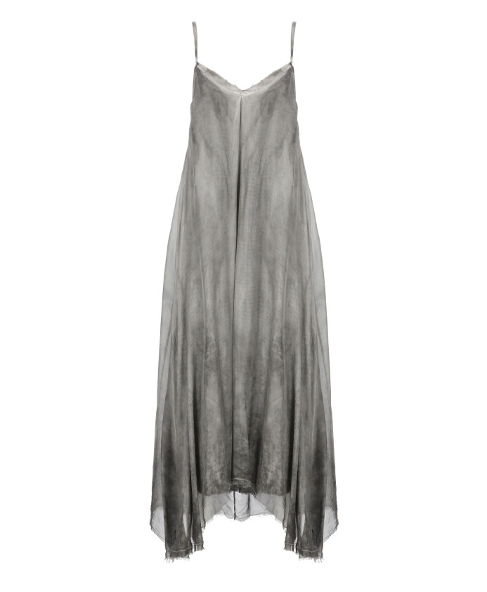 robe-grise-en-soie-a-col-en-v-pour-femmes