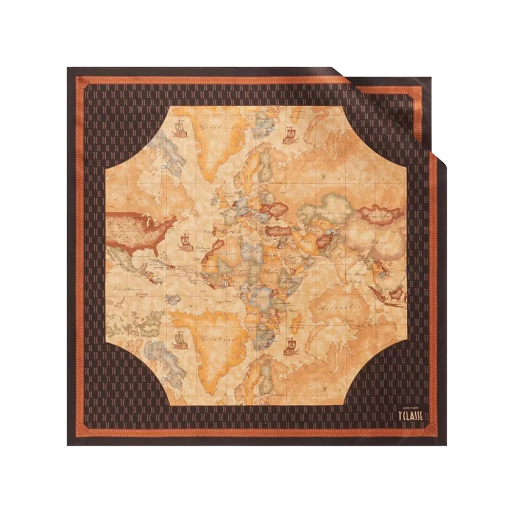 Alviero Martini 1a Classe Wereldkaart Zijden Sjaal Elegant Accessoire Brown Dames