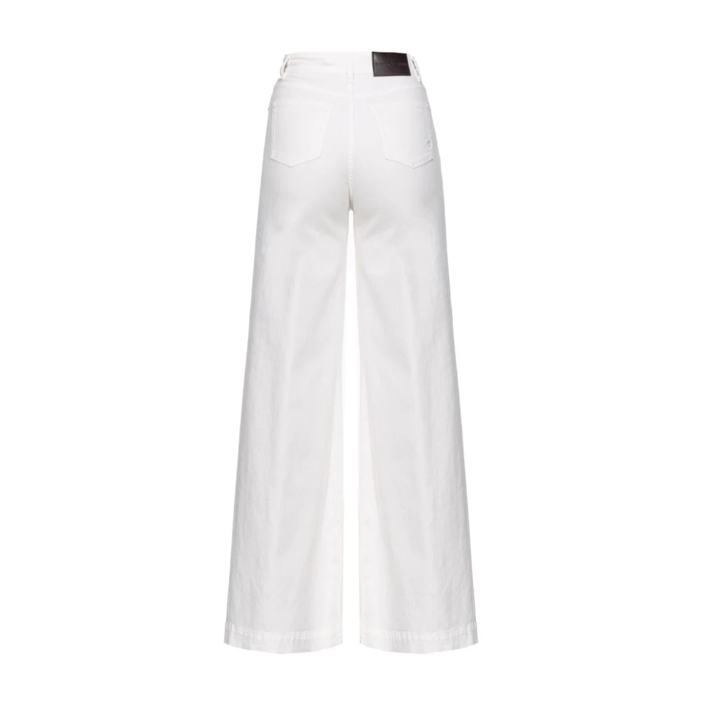 pinko Witte Katoenmix Wijde Pijp Broek White Dames