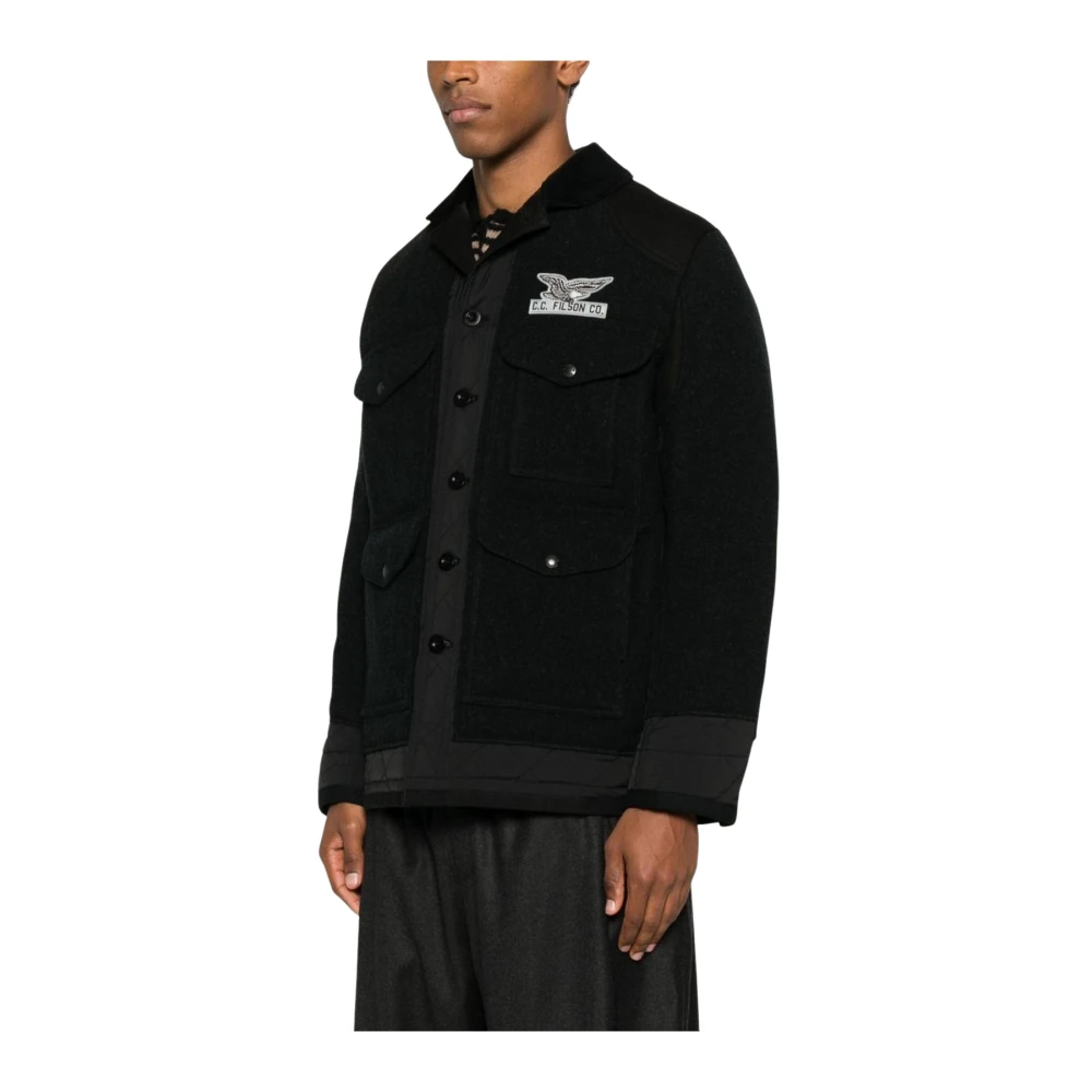 Junya Watanabe Gray Light Jackets, Male, L, Patchwork Wool Jacket