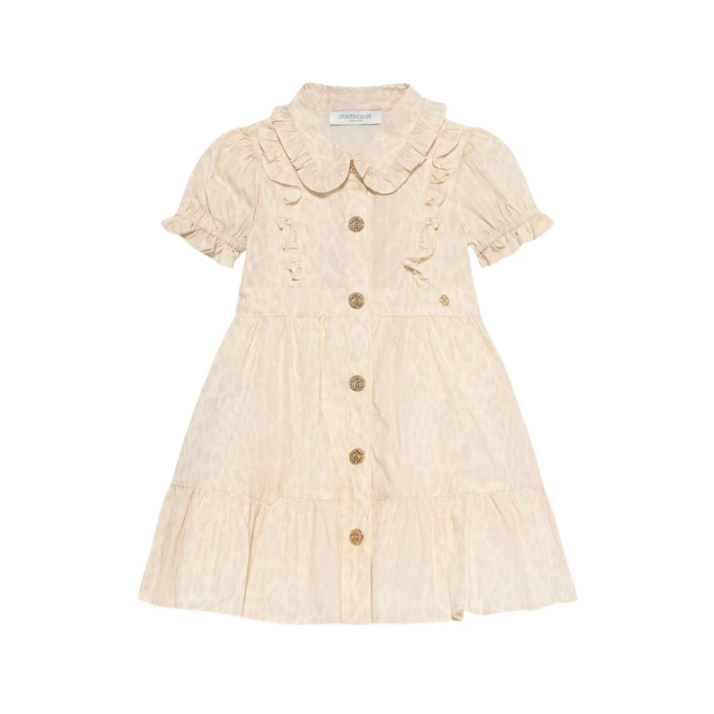 Roberto Cavalli Women's Beige Cotton Dress With Ruffles