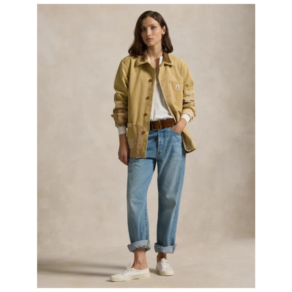 Polo Ralph Lauren Katoenen Worker Jack met Tartan Voering Beige Dames