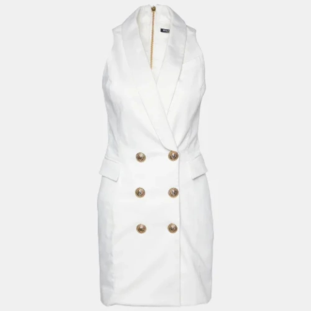 Balmain Pre-owned Cotton dresses White Dames