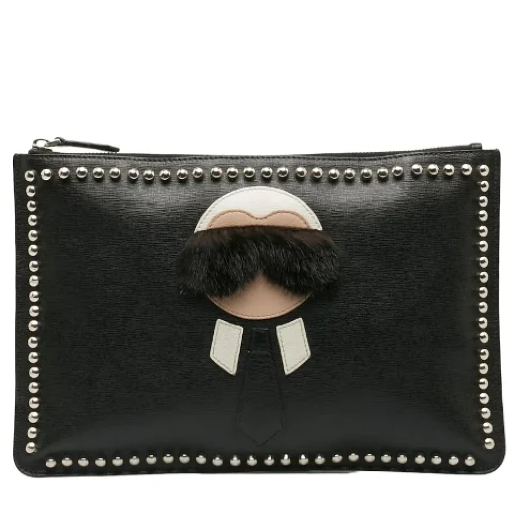 Fendi Vintage Pre-owned Leather clutches Black Dames