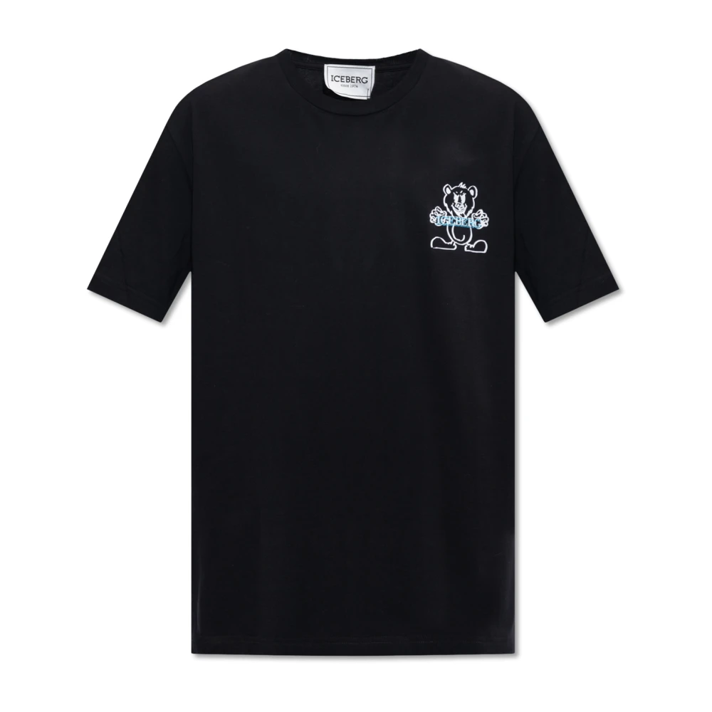 Iceberg Zwarte Heren T-shirt met Logo Print Black Heren
