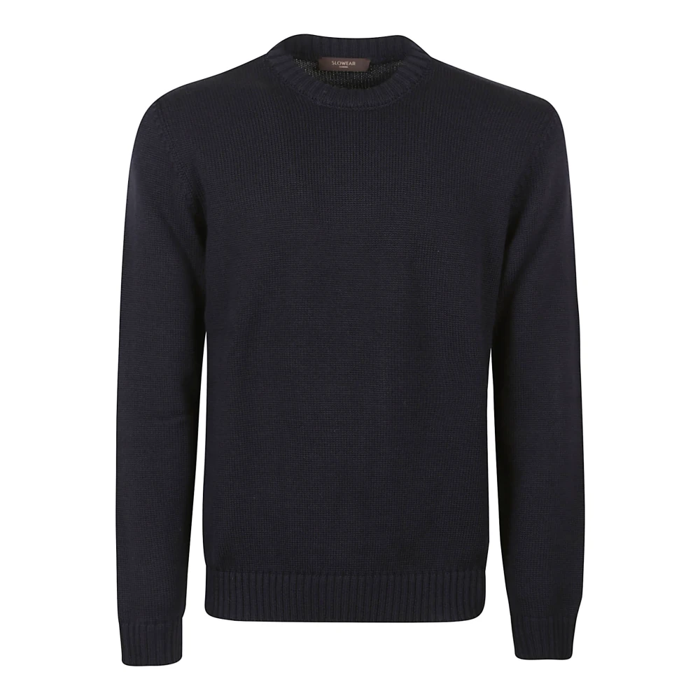 Zanone Blue Round-Neck Knitwear, Male, 3XL, Wool Crewneck Jumper
