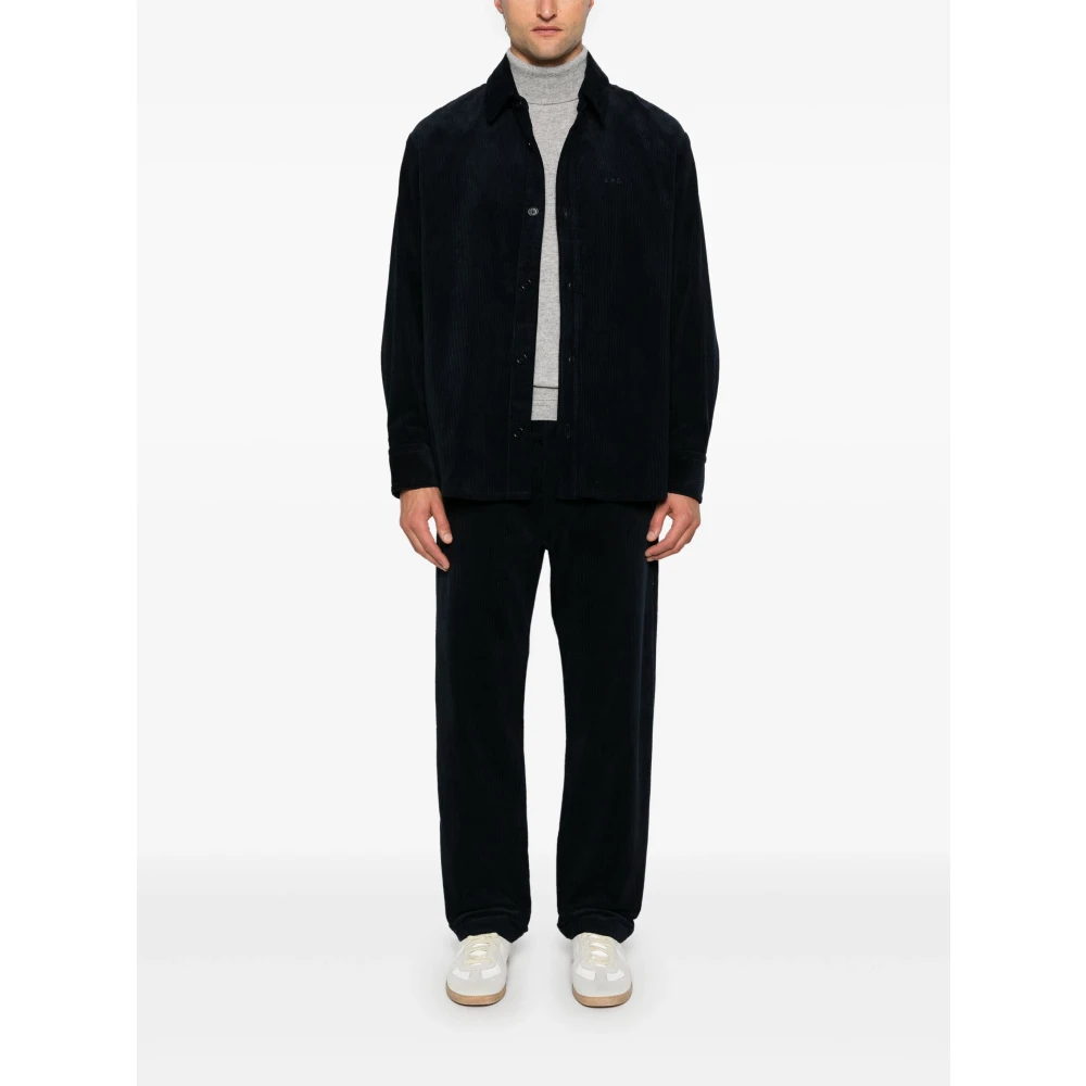 A.p.c. Blauwe Knoop Logo Jas Blue Heren