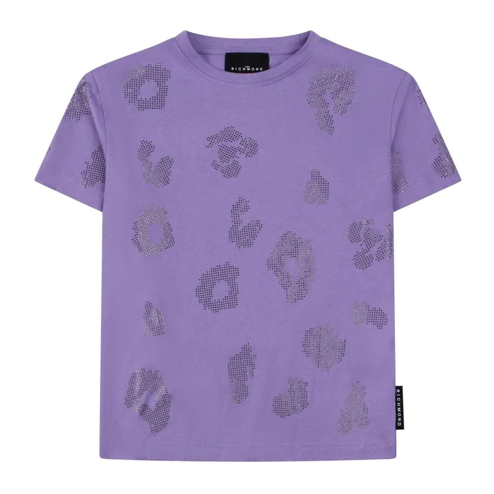 Richmond Leopardmönster Strass Bomull T-shirt Purple, Pojke