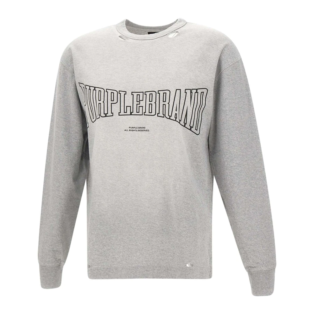 Purple Brand Gestructureerde Tee Katoenen Trui Grijs Gray Heren