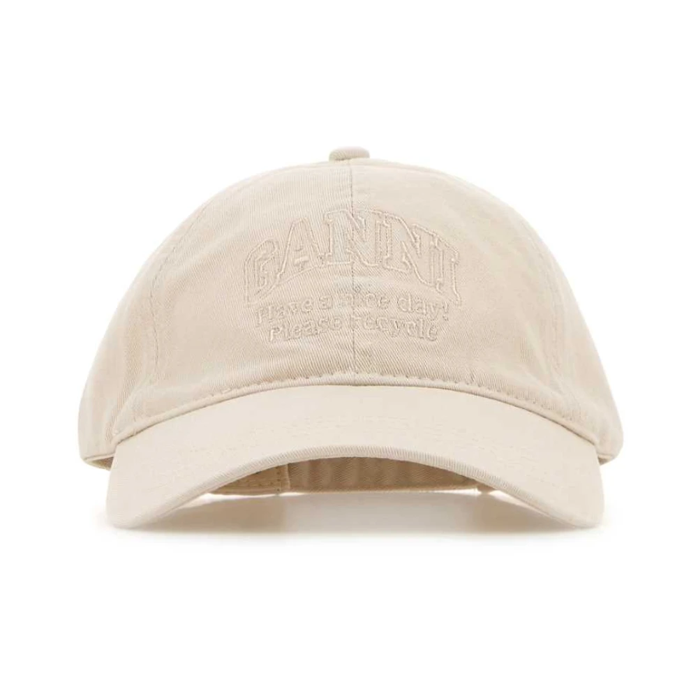 Ganni Zand Katoenen Baseballpet Beige Dames