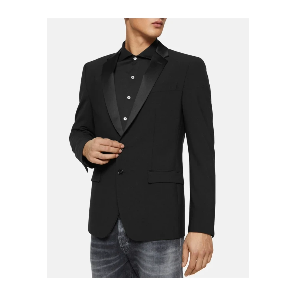 Dondup Wollen Single-Breasted Blazer Black Heren