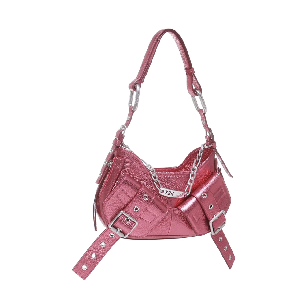 Biasia Metallic Magenta Leren Schoudertas Pink Dames