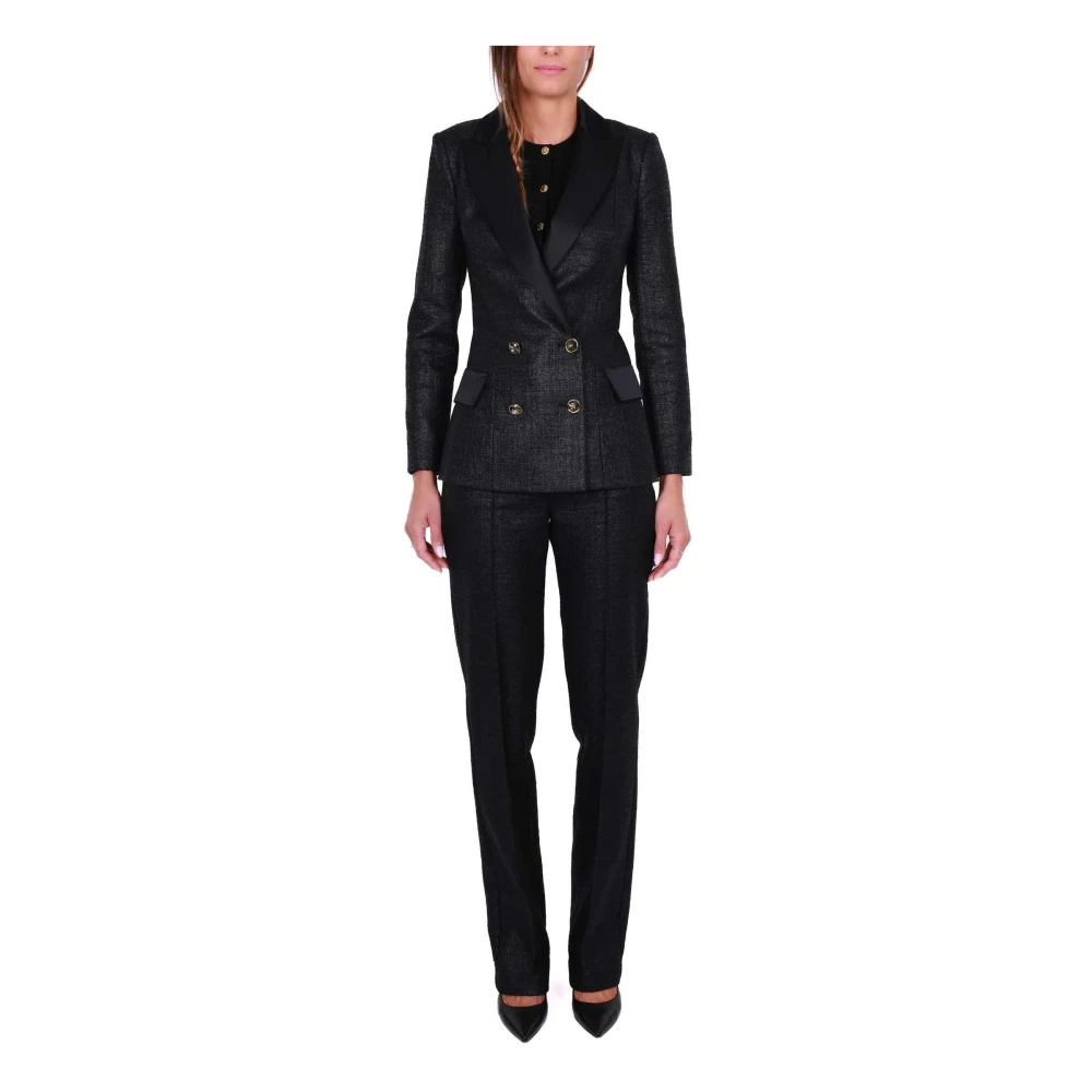 Elisabetta Franchi Elegante dubbelrijige zwarte blazer Black Dames