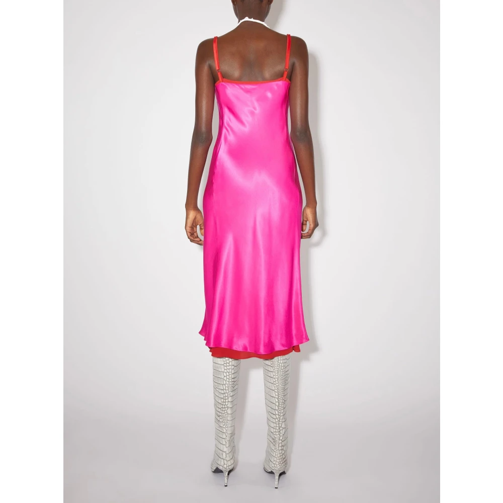 Acne Studios Fuchsia Roze Slip Jurk met Zijsplit Pink Dames