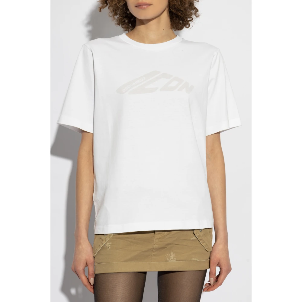Dsquared2 T-shirt met bedrukt logo White Dames