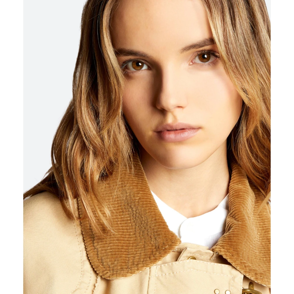 Fay Katoenen canvas jas met fluwelen kraag Beige Dames