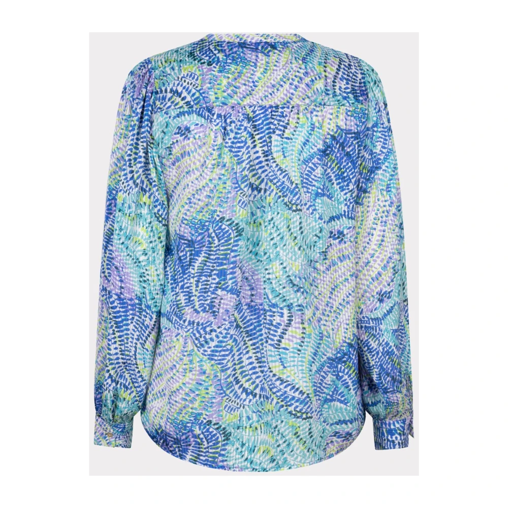 Esqualo V-hals Bayside Leaves Print Blouse Blue Dames