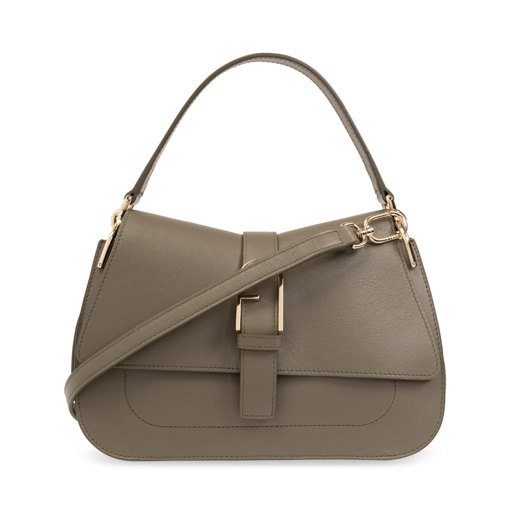 Furla Vrouw Groente Tassen Dames, Groen, One Size, Leer, Flow Medium Schoudertas