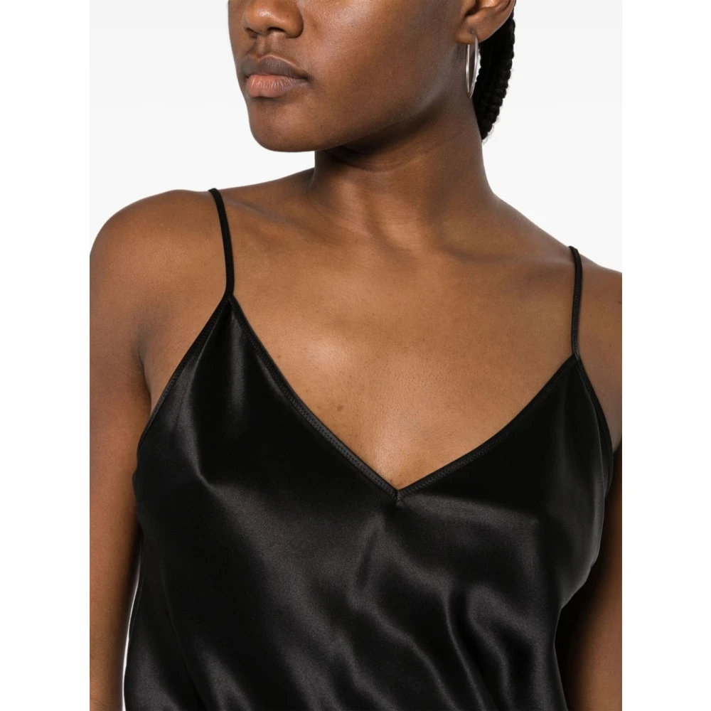 joseph Zwarte Zijden V-hals Mouwloze Top Black Dames