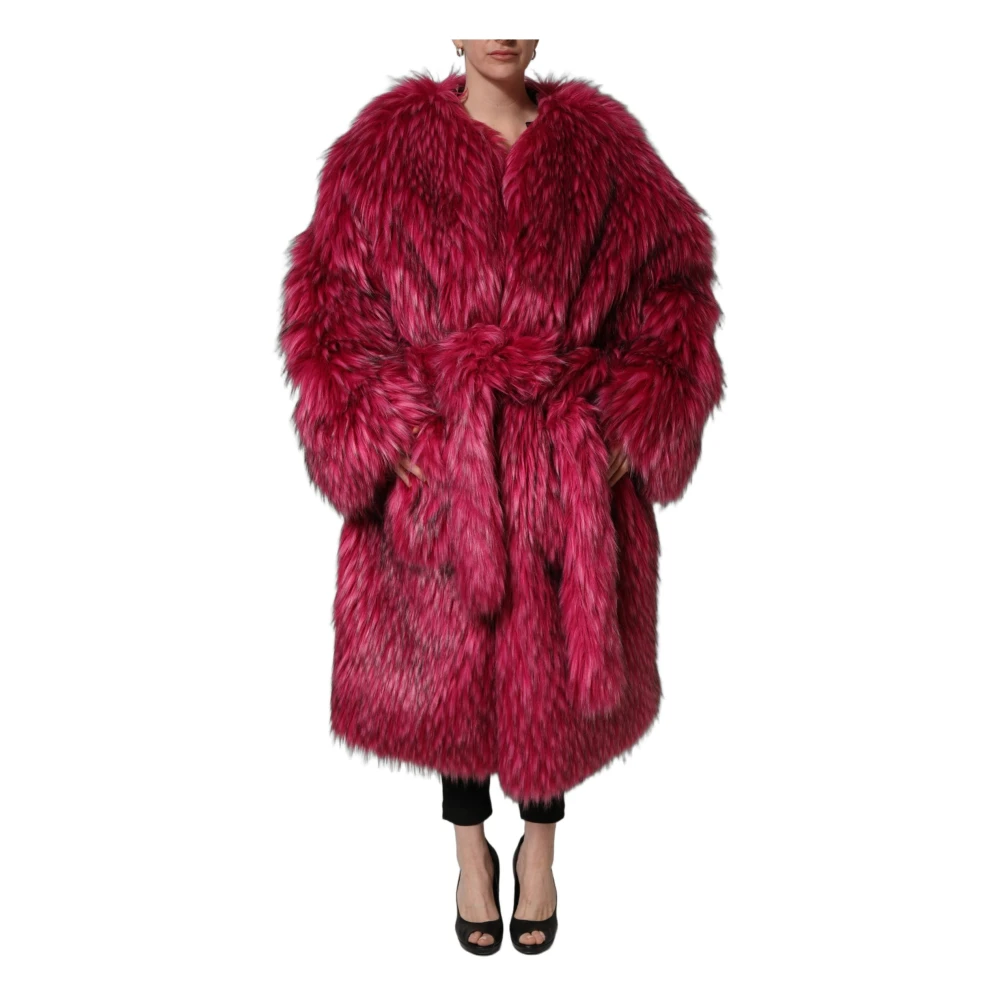 Dolce & Gabbana Women's Pink Faux Fur & Shearling Jackets, L, Trench Coat