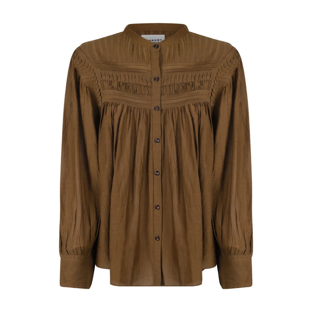 Isabel Marant Étoile Khaki Katoenen Blouse met Knoopsluiting Brown Dames