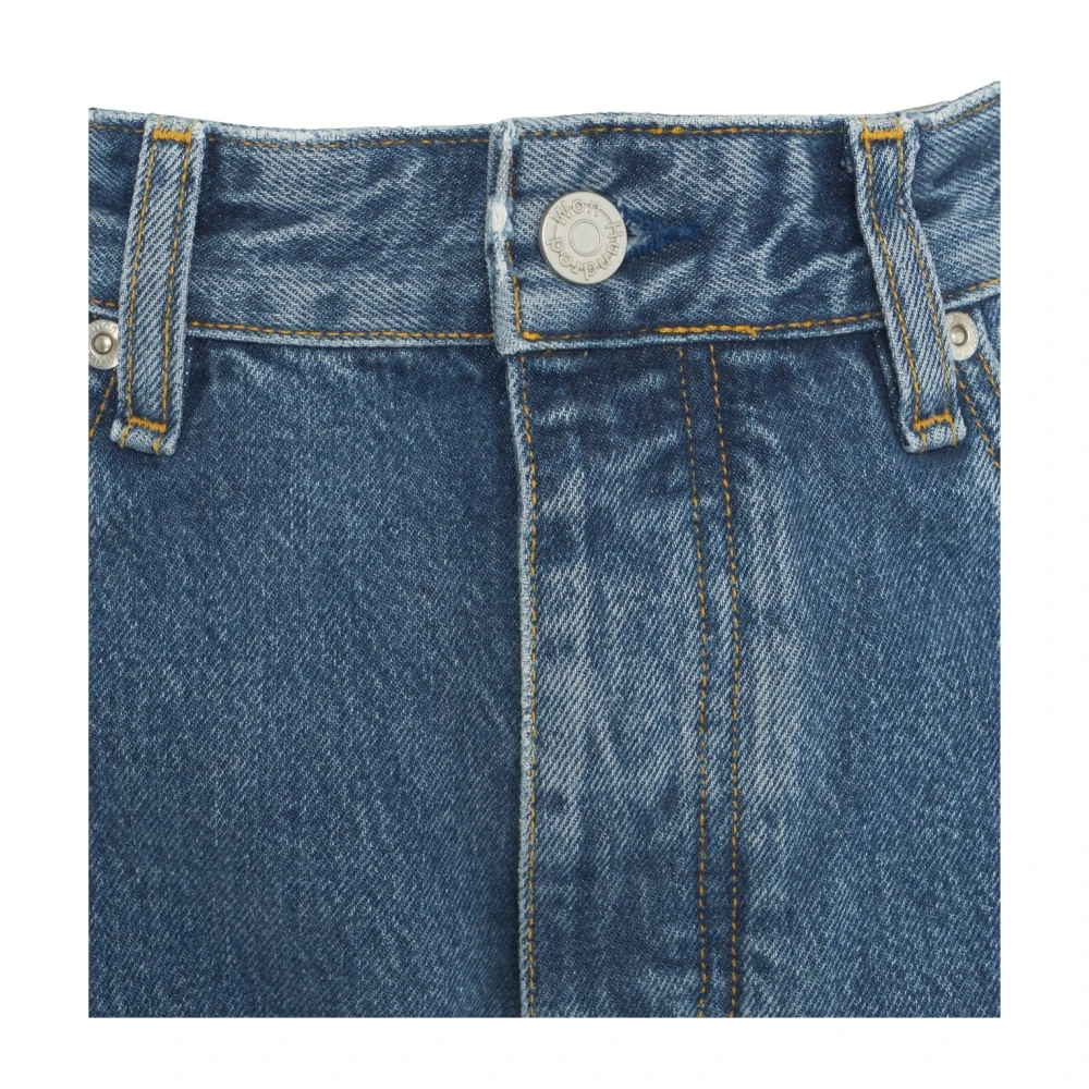 Won Hundred Blauwe Straight Fit Jeans met Logo Patch Blue Dames