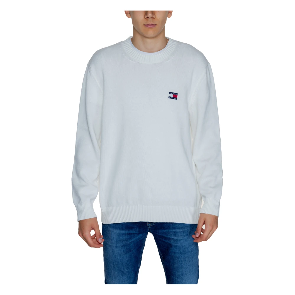 Tommy Jeans Herr Badge Tröja Höst/Vinter Kollektion White, Herr