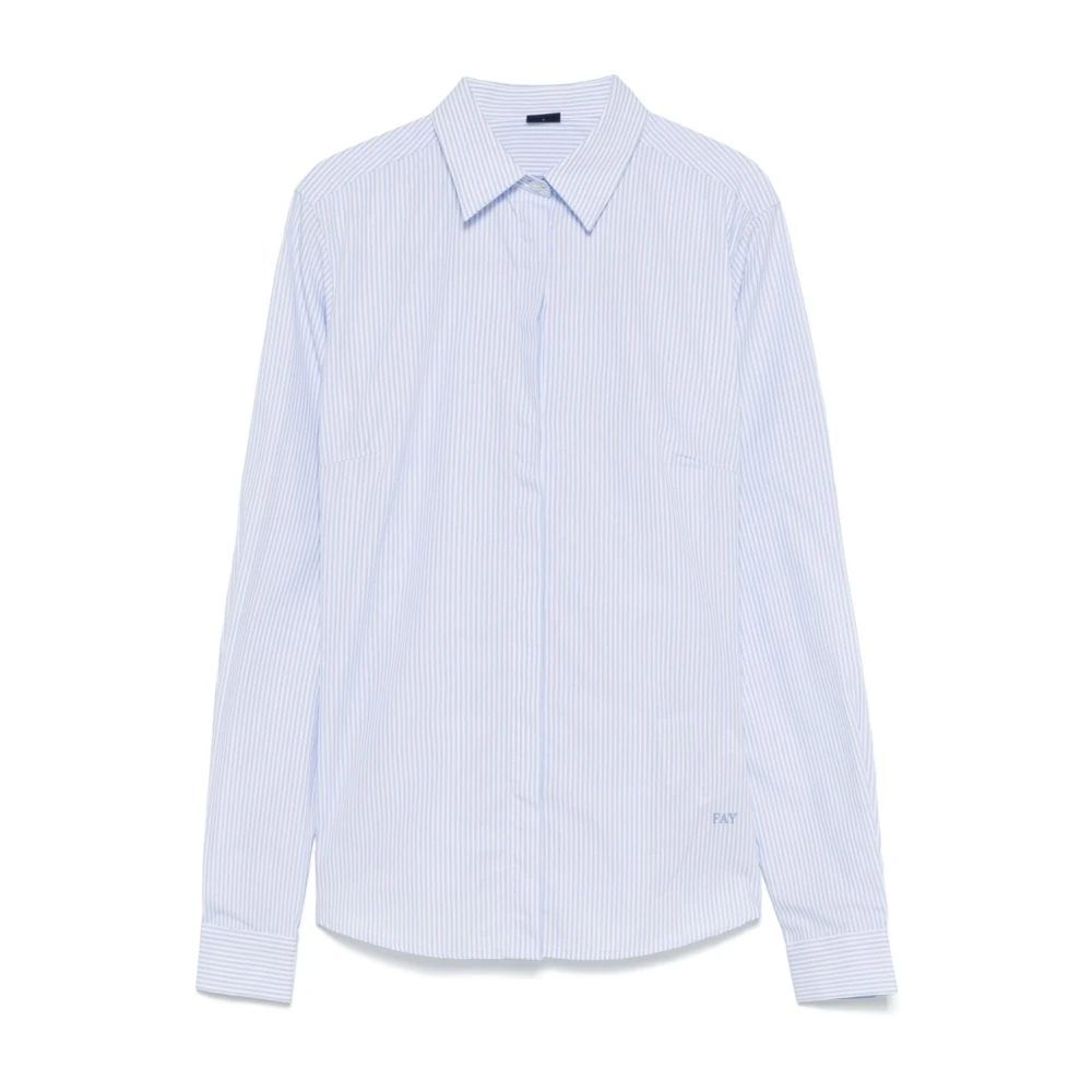 Fay Blauw Overhemd met Geborduurd Logo Blue Dames