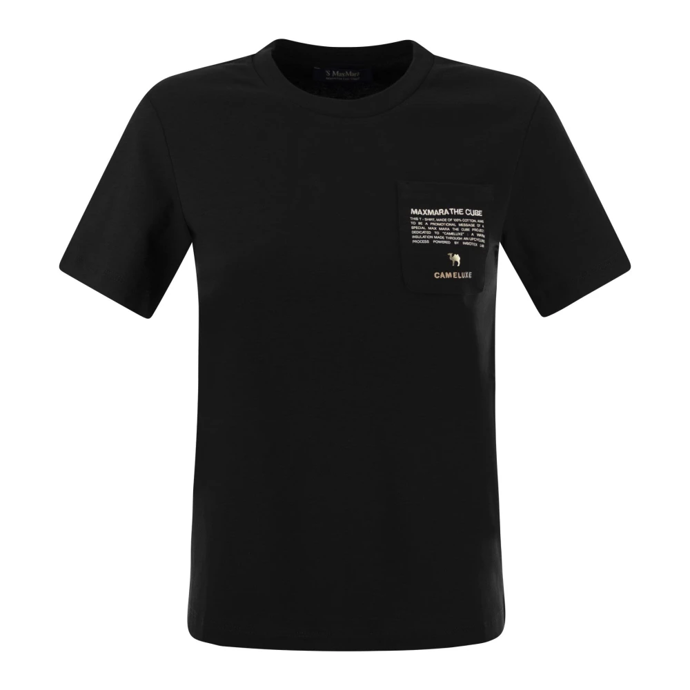Max Mara Jersey T-shirt met zak Black Dames