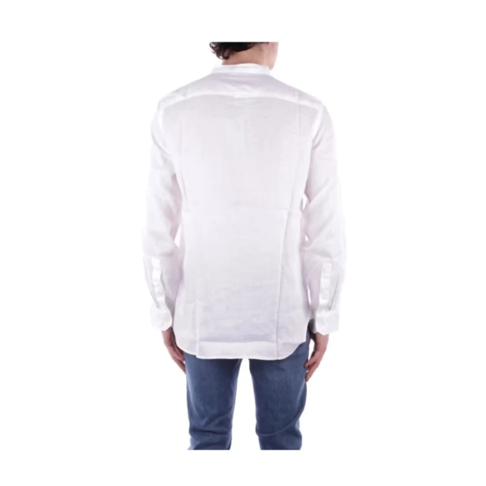 Woolrich Witte Linnen Shirt Coreana Kraag White Heren