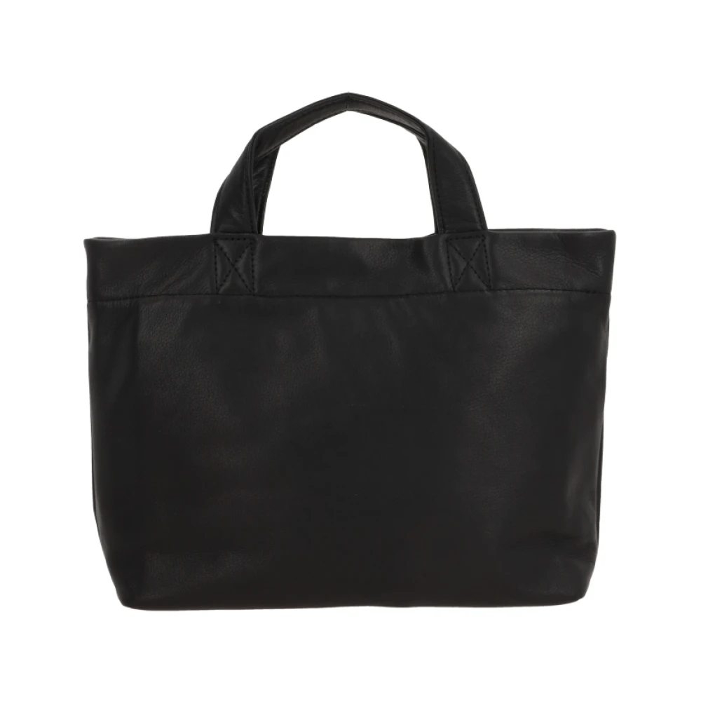 Yohji Yamamoto Zwarte leren tas met zilveren hardware Black Dames