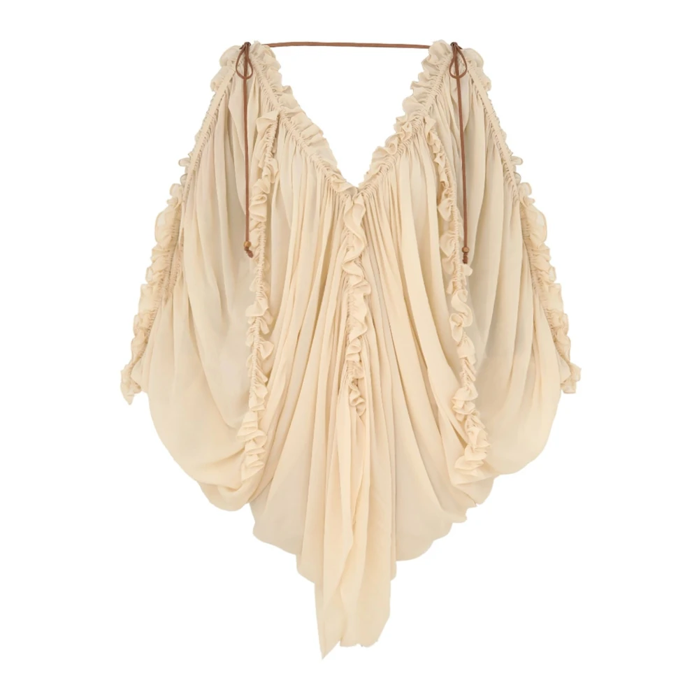 Zimmermann Gedrapeerd Beige Blouse met V-hals Beige Dames