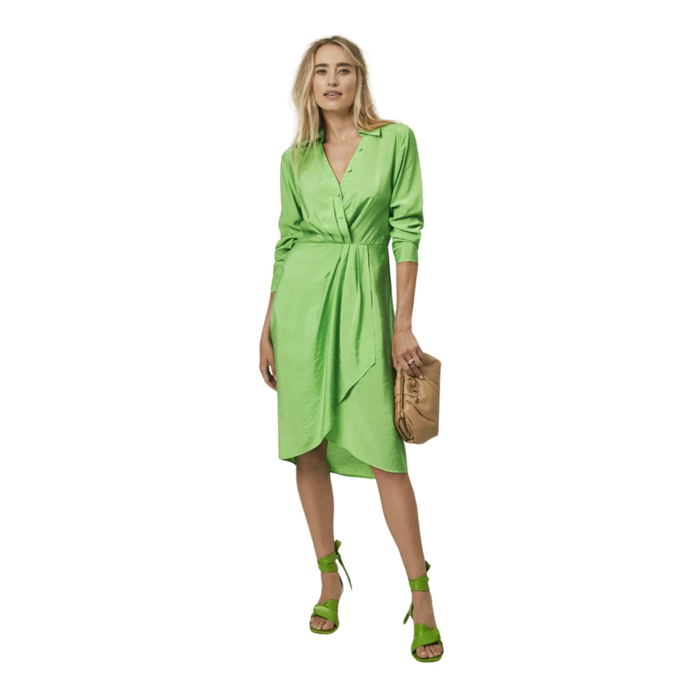 Dante 6 Groene Flare Wrap Midi Jurk Green Dames