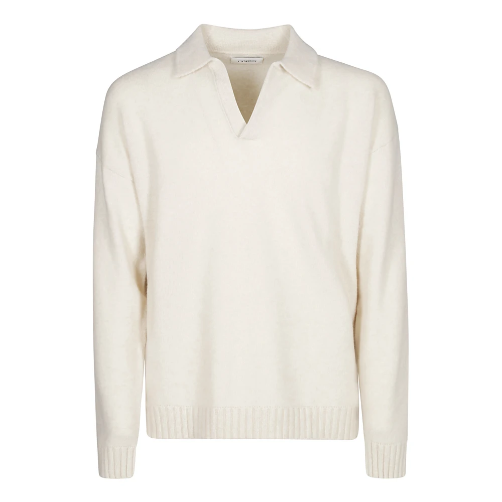 Laneus Kasjmier Zijde Polo Franse Kraag Beige Heren
