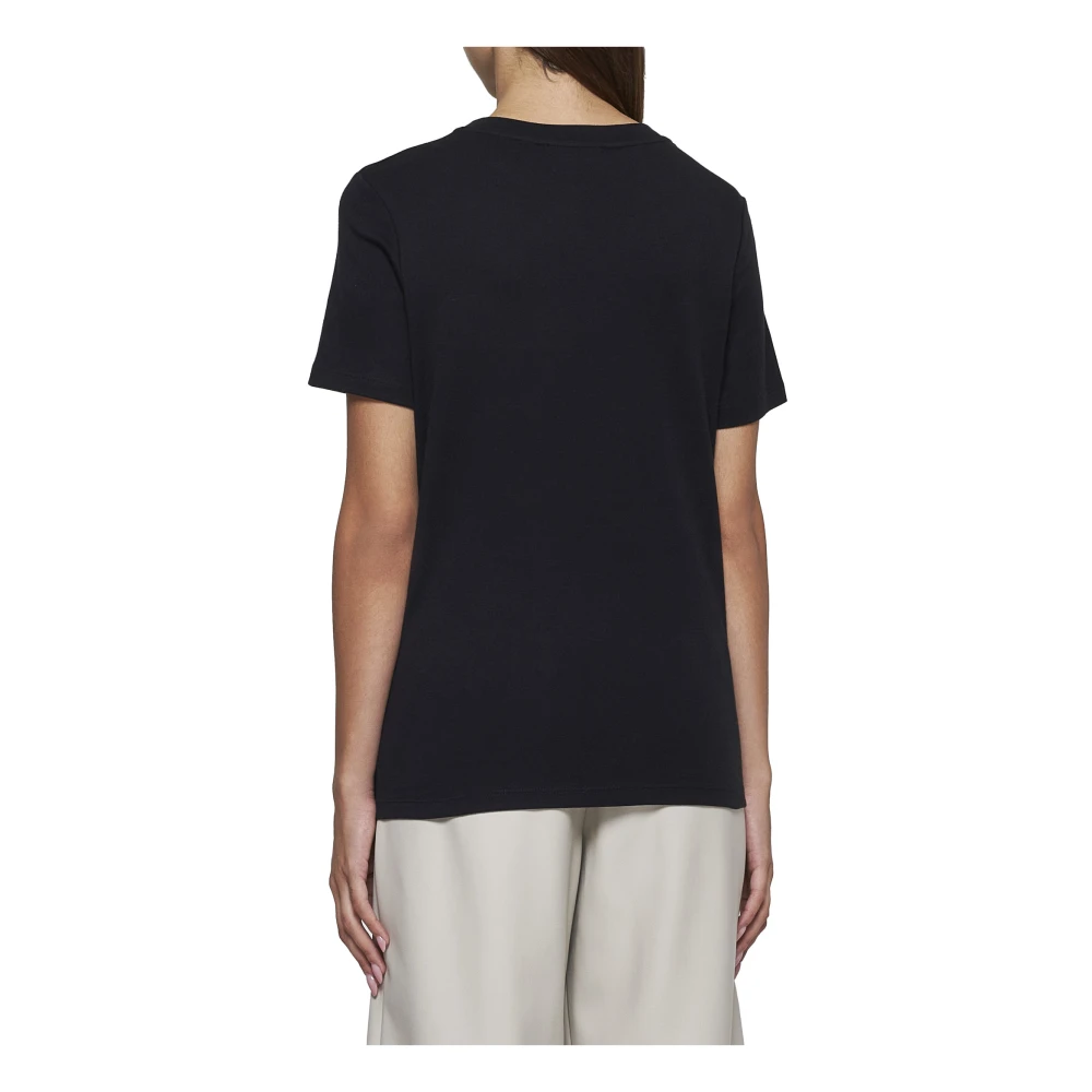 Max Mara Zwart Katoenen T-shirt met Borstzak Black Dames