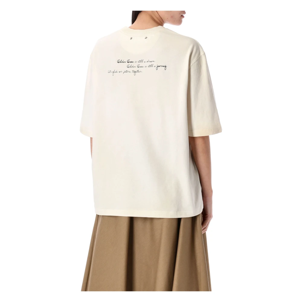 Golden Goose T-shirt met handgeschreven print Beige Dames