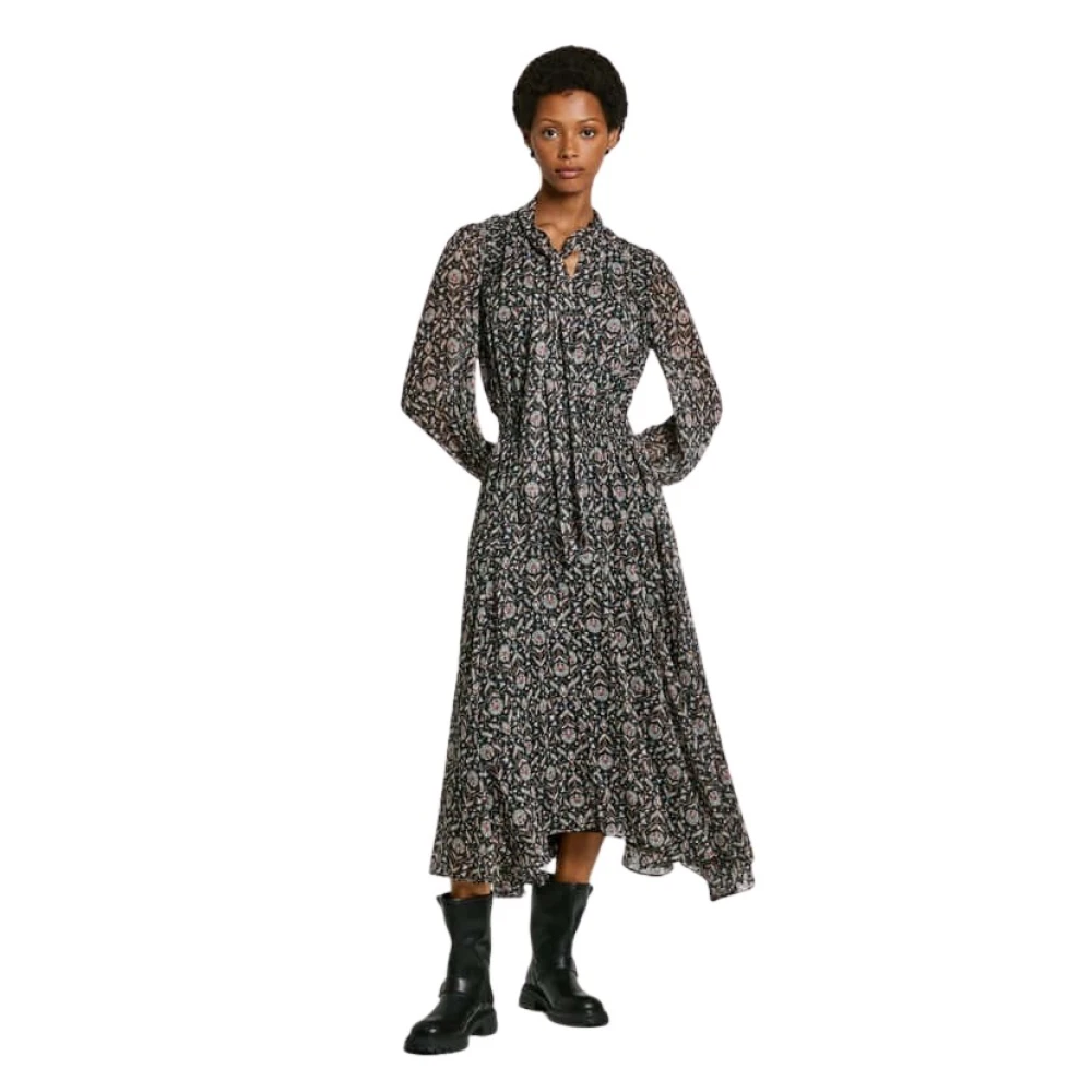 Pepe Jeans Bloemen hoge hals lange jurk Multicolor Dames